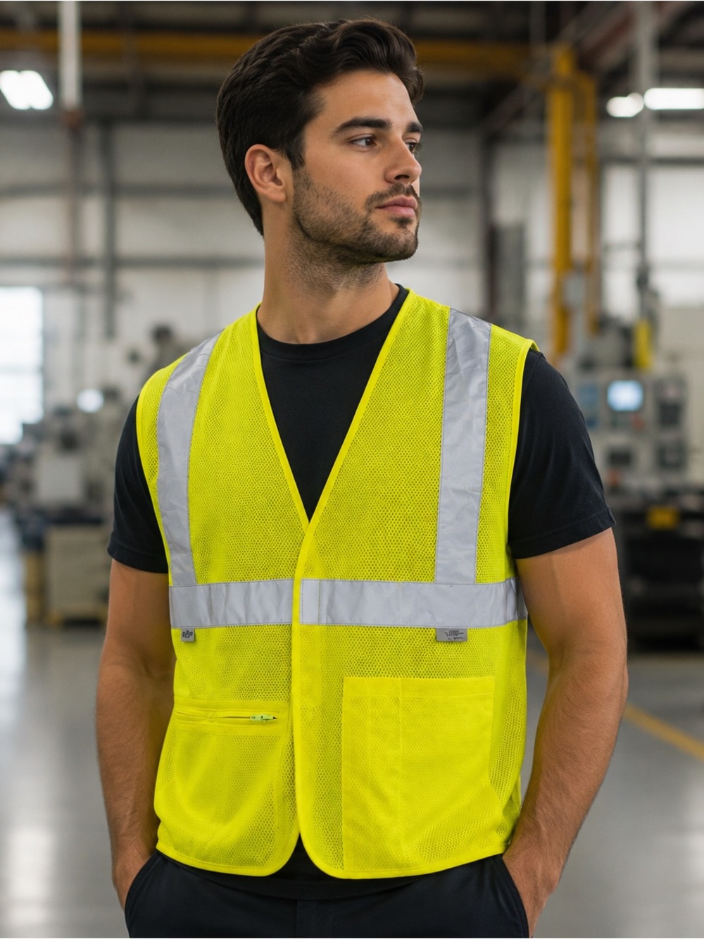 DSP Class 2 Level 2 High Visibility Safety Vest XL Yellow Reflective Mesh Vest